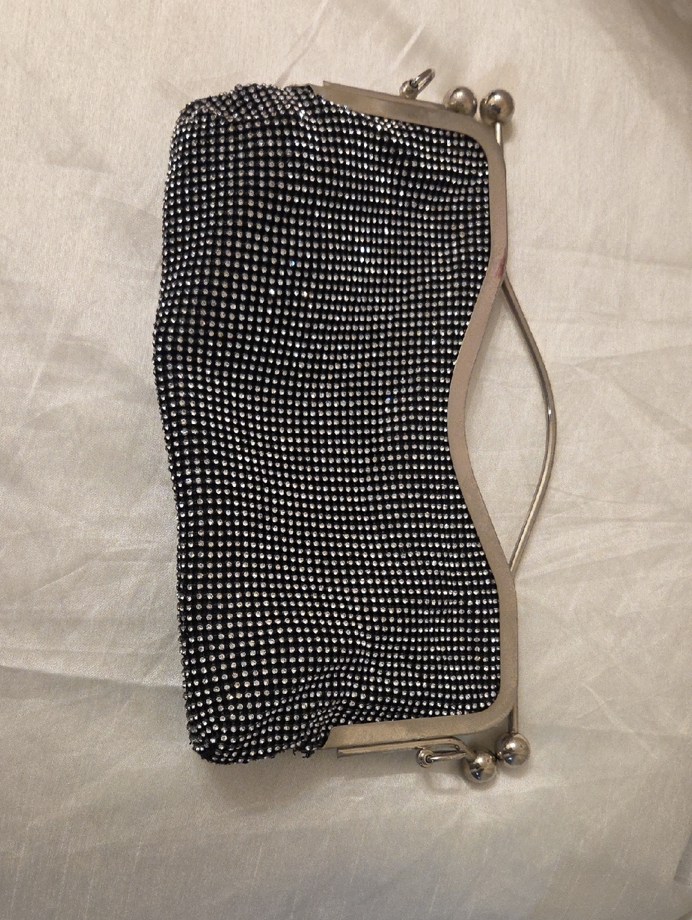Black Rhinestone Mesh Evening Clutch Wristlet